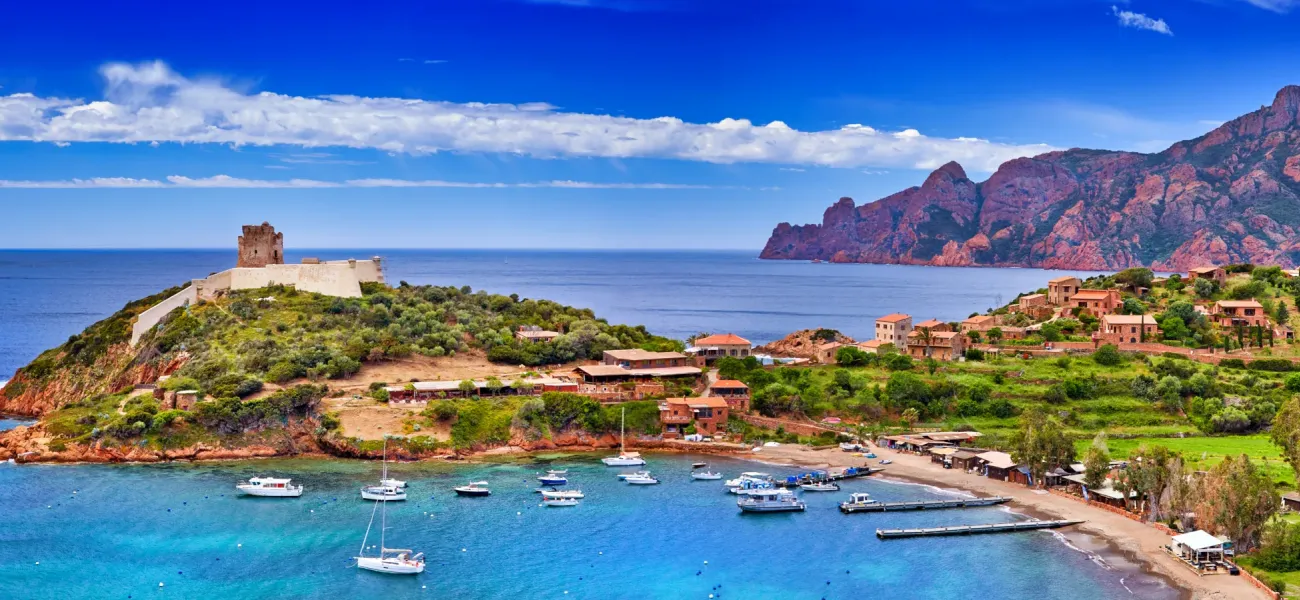 Panoramic views of Corsica's coastline.