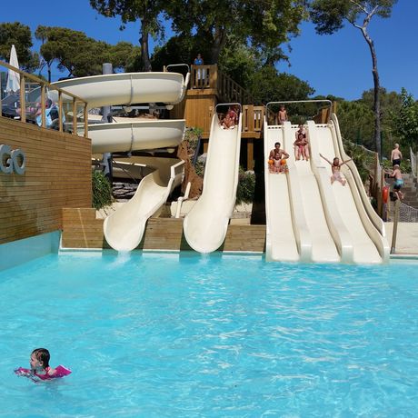 Campsite with waterslide right by the sea